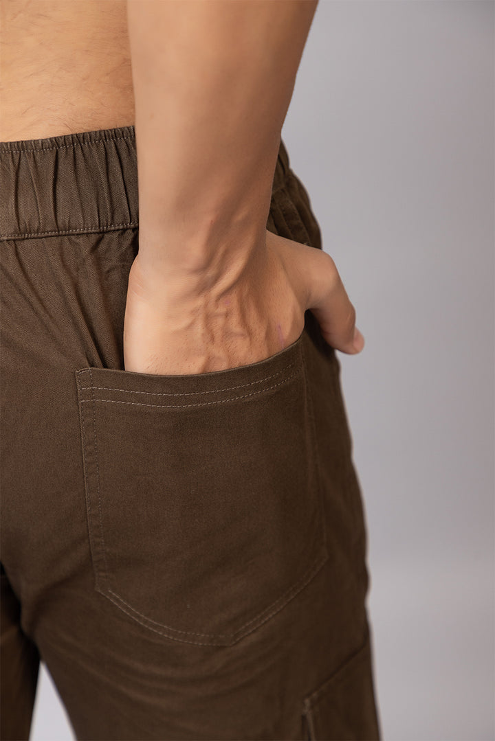 Men's Relaxed Fit 5-Pocket Cargo Pants in Olive Brown