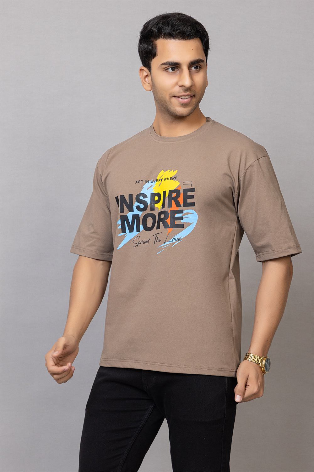 Beige T-shirts Down Sleeves