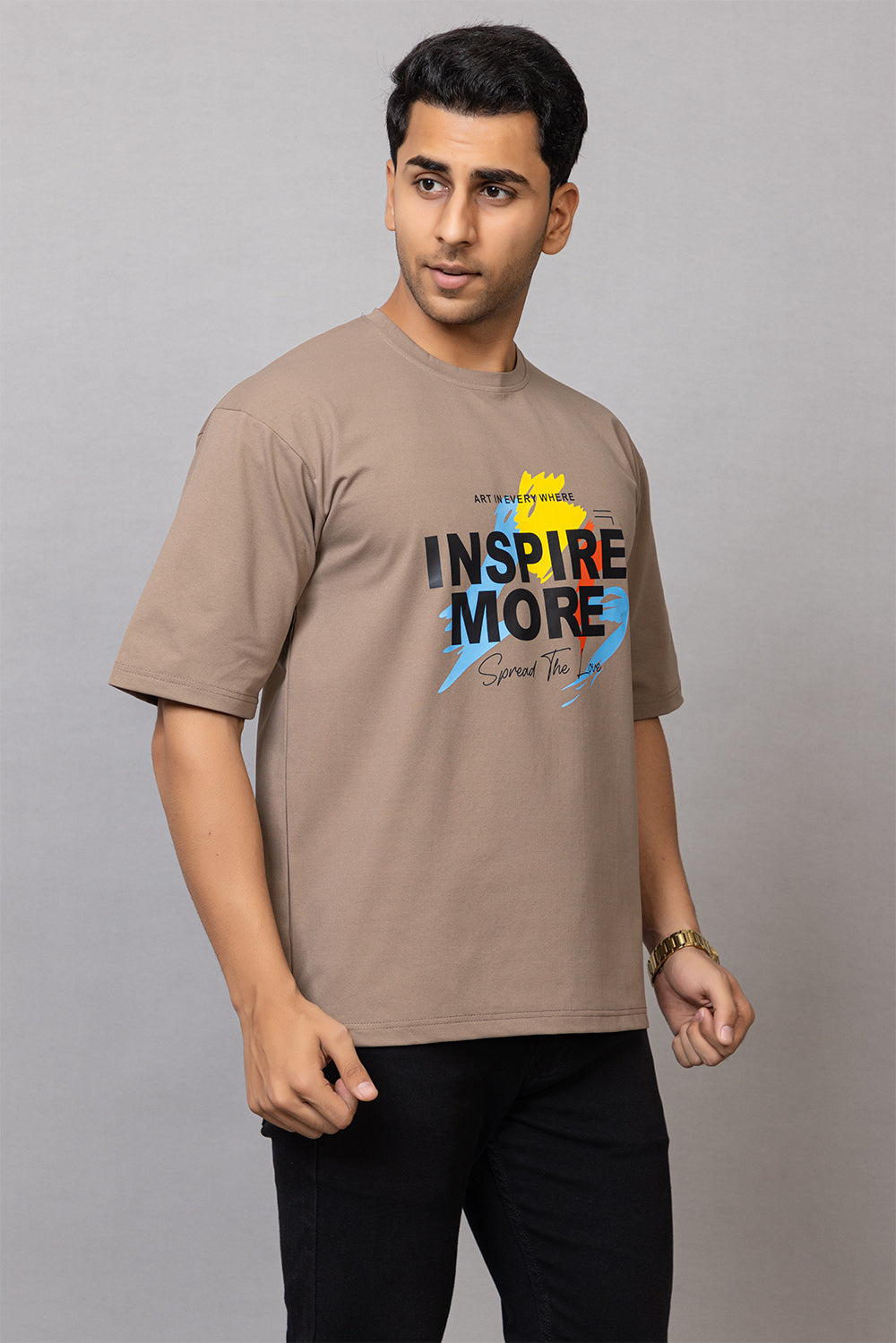 Beige T-shirts Down Sleeves