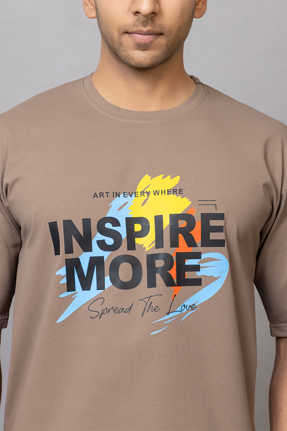 Beige T-shirts Down Sleeves