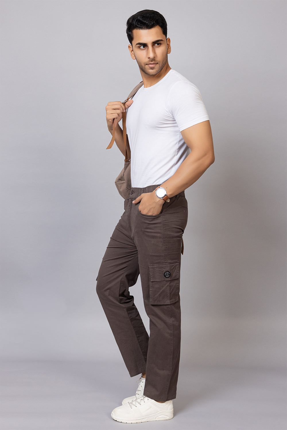 Men's Relaxed Fit 5-Pocket Cotton Cargo Pants | Casual Utility Trousers