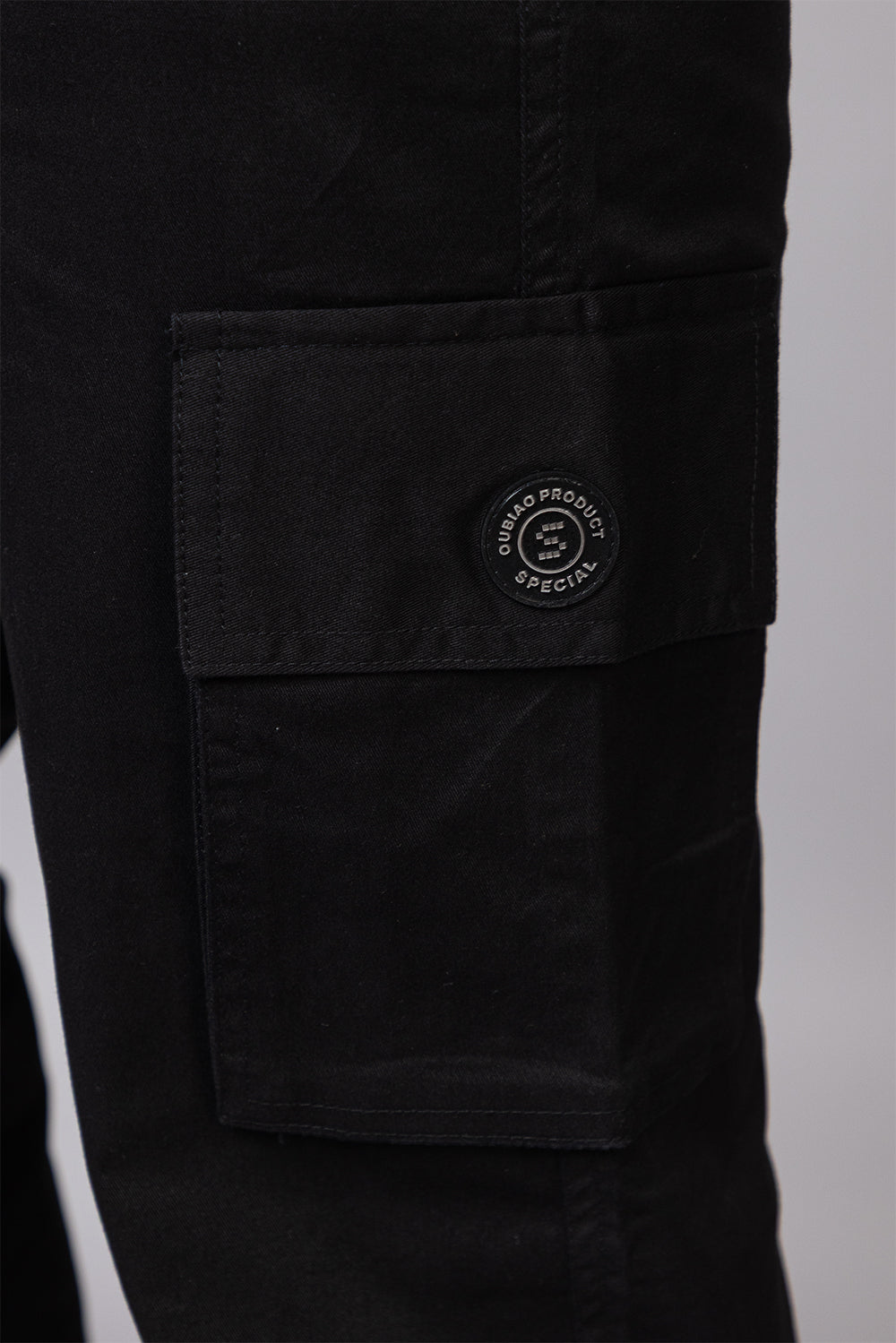 Men's Relaxed Fit 5-Pocket Black Cotton Cargo Pants | Casual Utility Trousers