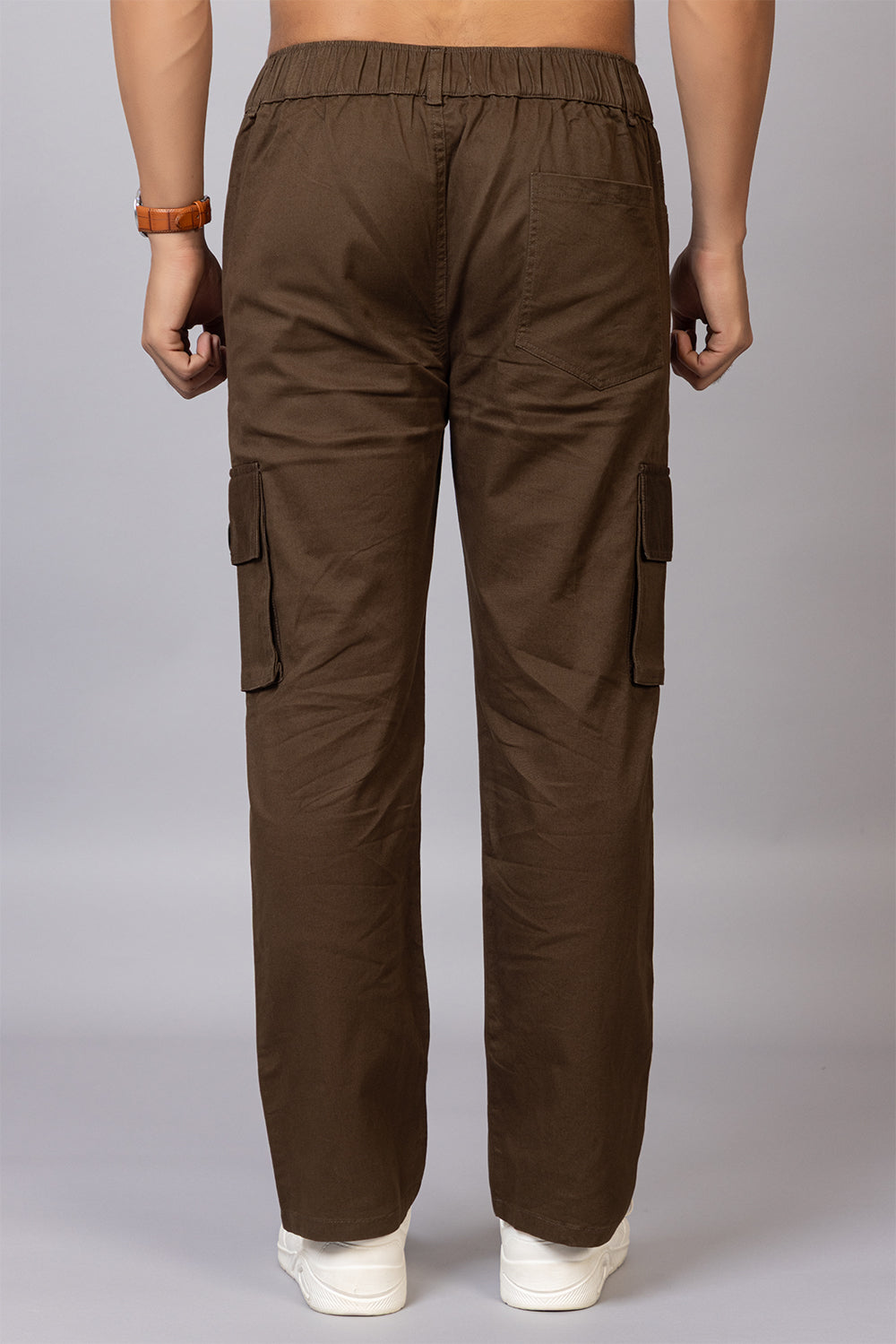 Men's Relaxed Fit 5-Pocket Cargo Pants in Olive Brown