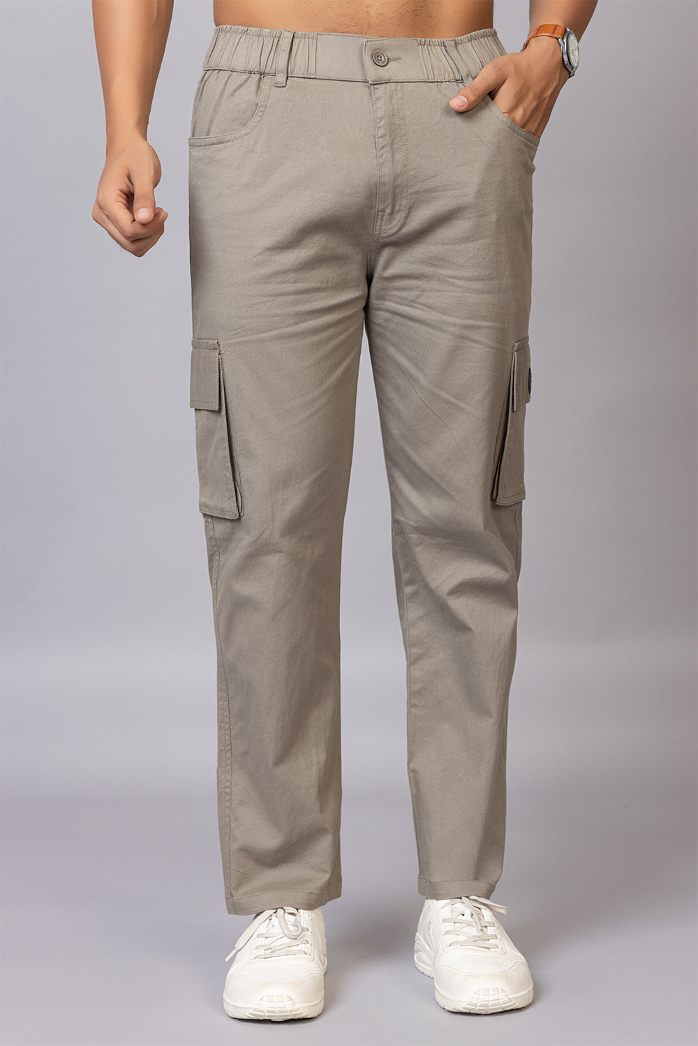 Men's Relaxed Fit 5-Pocket Cargo Pants in Light Khaki