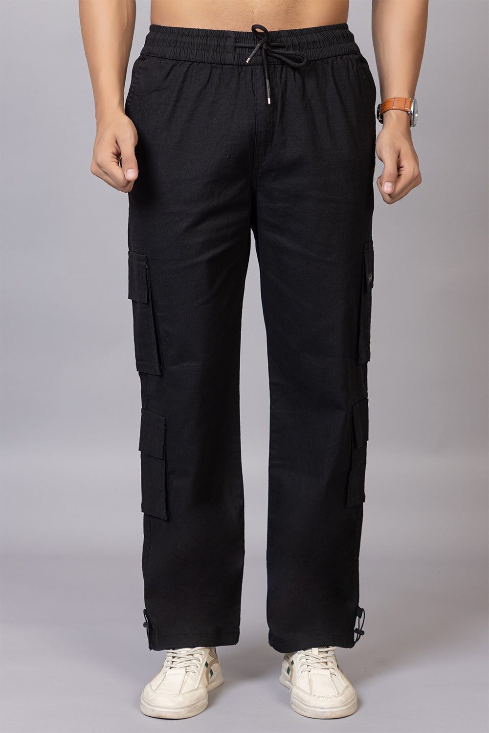 Men's Baggy Fit Drawstring Cargo Pants | 7-Pocket Streetwear Trousers