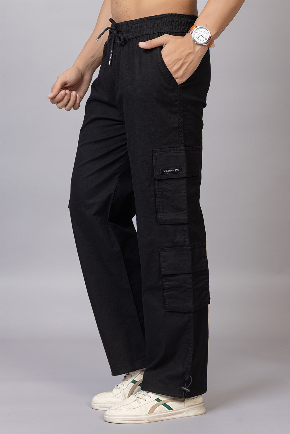 Men's Baggy Fit Drawstring Cargo Pants | 7-Pocket Streetwear Trousers