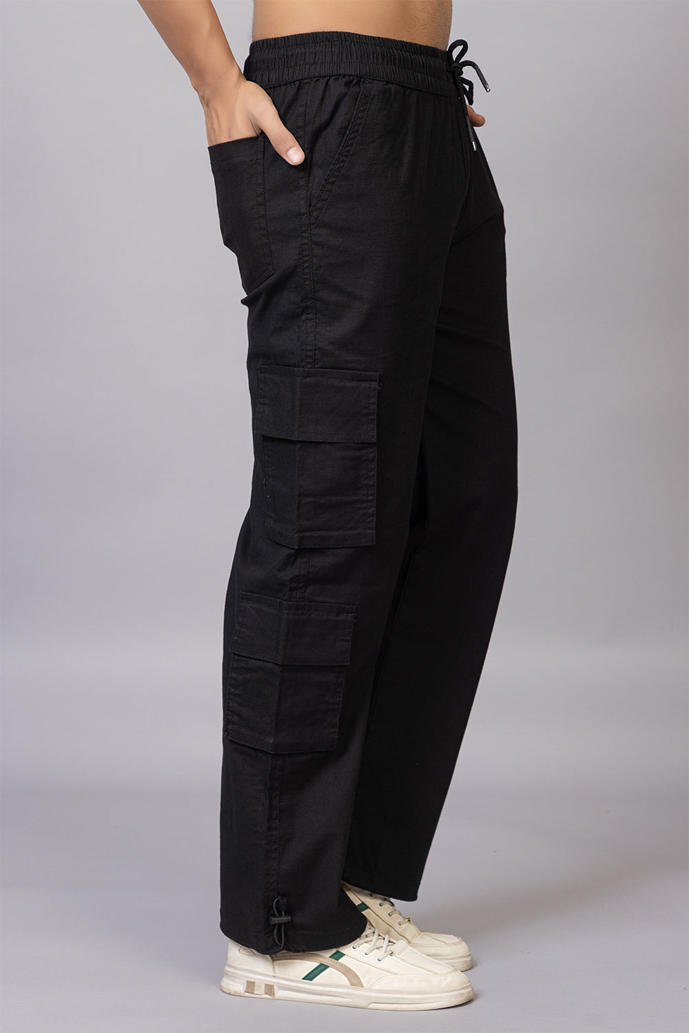 Men's Baggy Fit Drawstring Cargo Pants | 7-Pocket Streetwear Trousers
