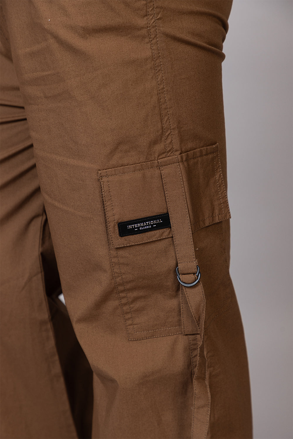 Men's Streetwear Cargo Pants with Utility Straps | Khaki Brown, 5-Pocket