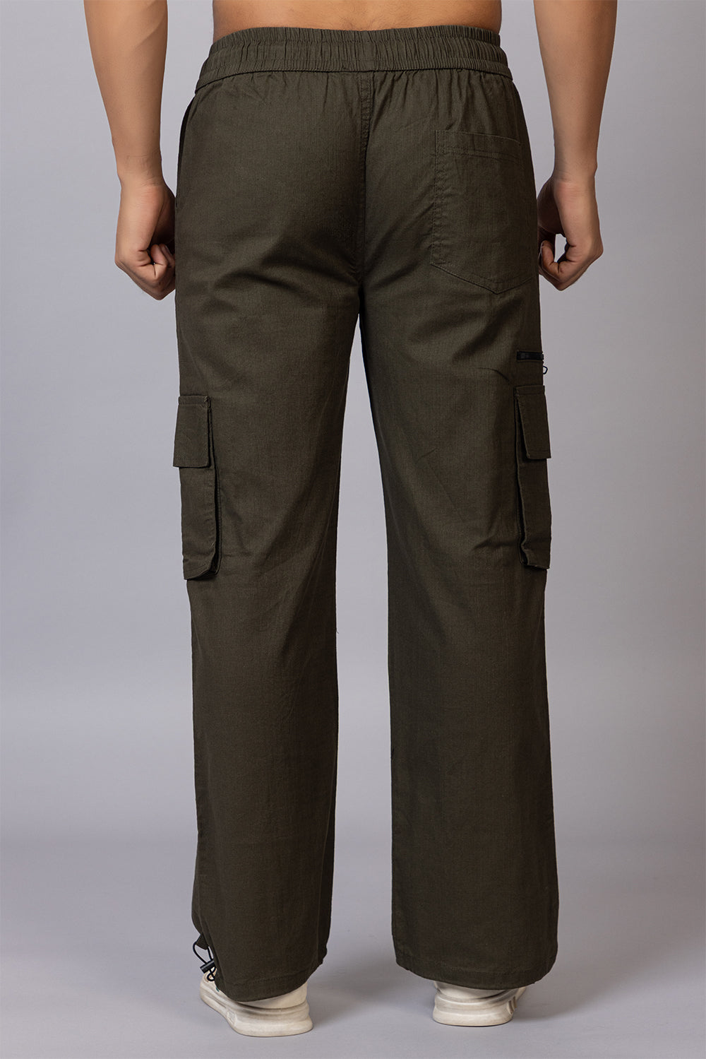 Men's Relaxed Fit Cargo Pants with Zipper Pockets | Olive Green