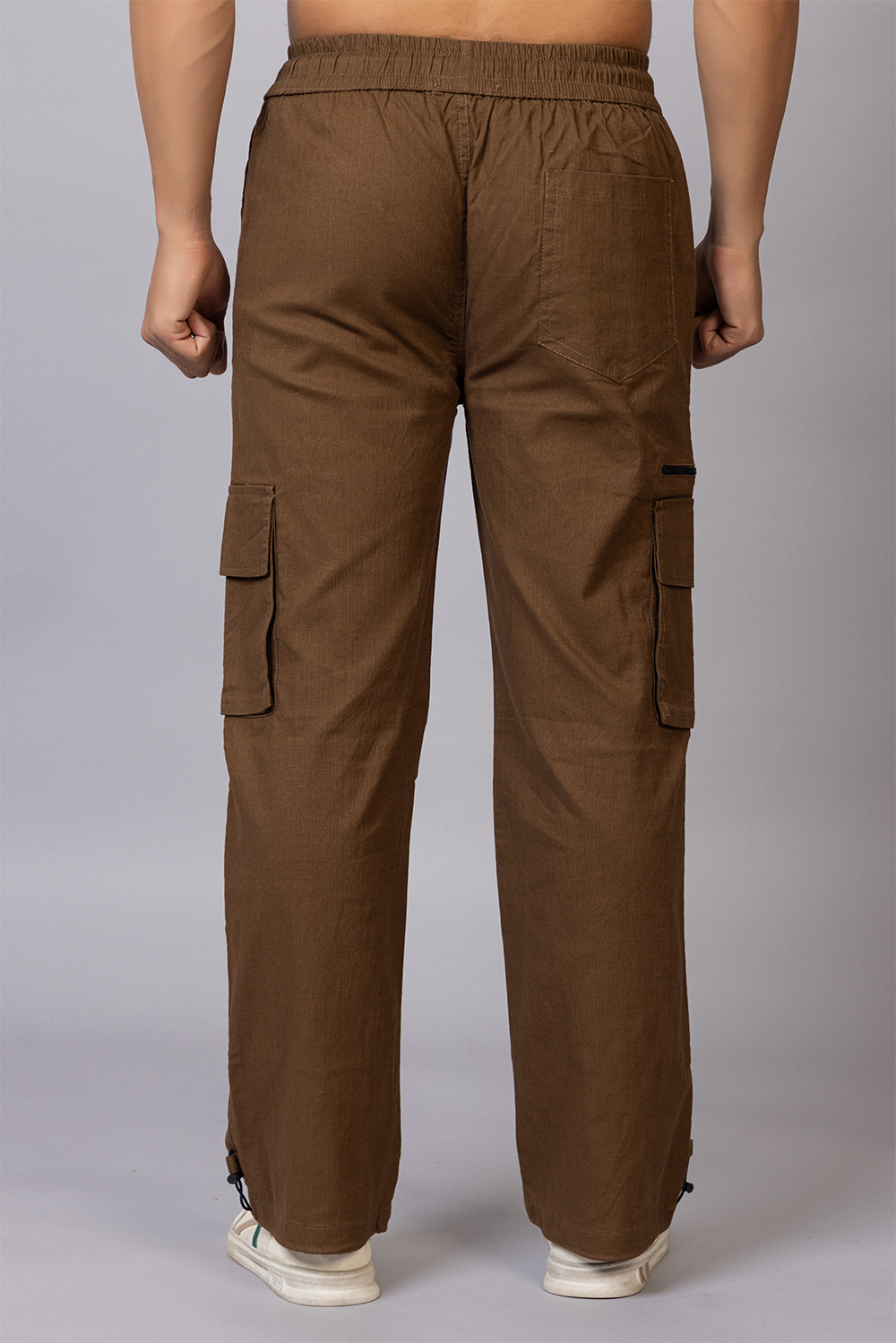 Men's Relaxed Fit Cargo Pants with Zipper Pockets | Khaki Brown