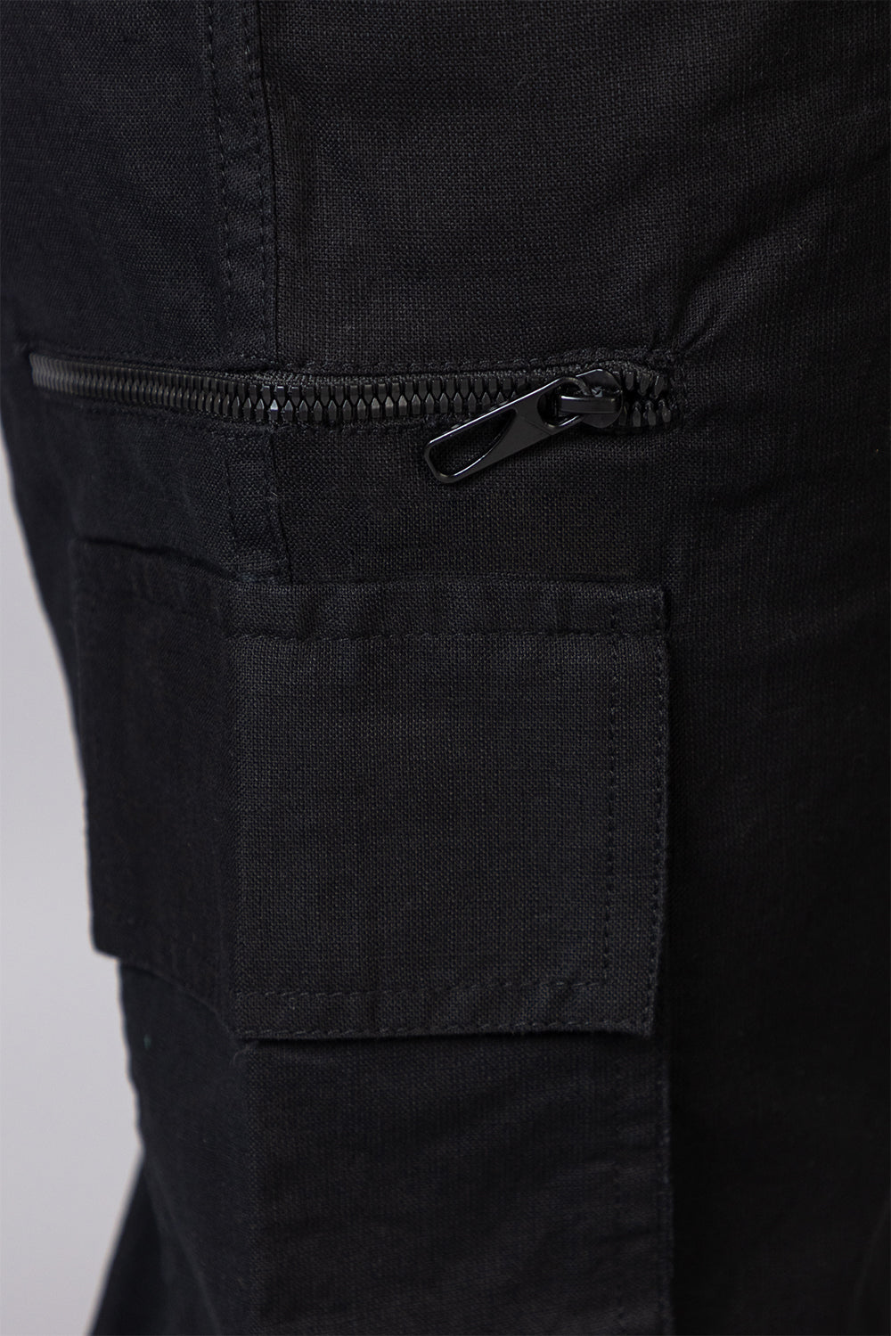 Men's Relaxed Fit Cargo Pants with Zipper Pockets | Black