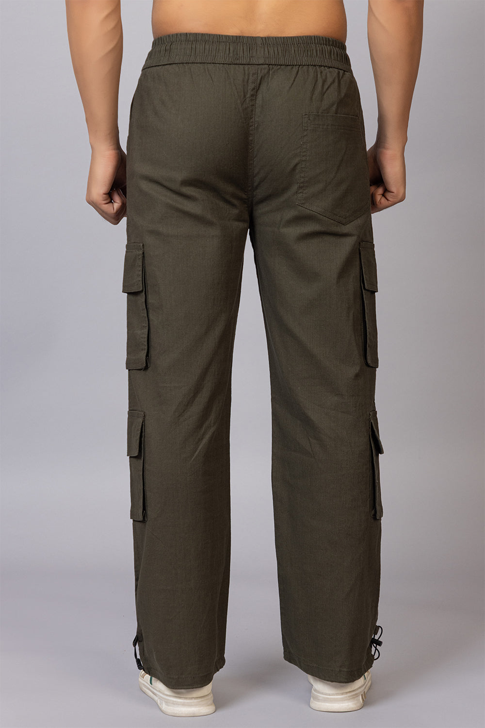 Men's Baggy Fit Drawstring Cargo Pants | Olive Green, 7-Pocket
