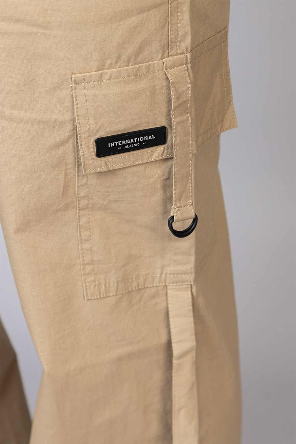 Men's Streetwear Cargo Pants with Side Slits | Khaki, 5-Pocket Design