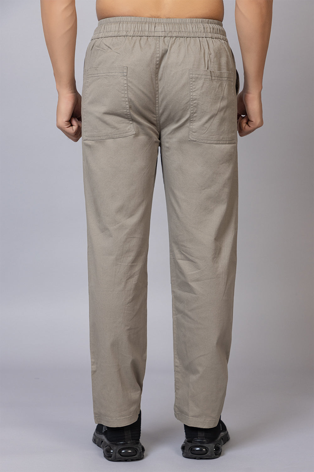 Men's Straight Fit Drawstring Trousers in Light Grey