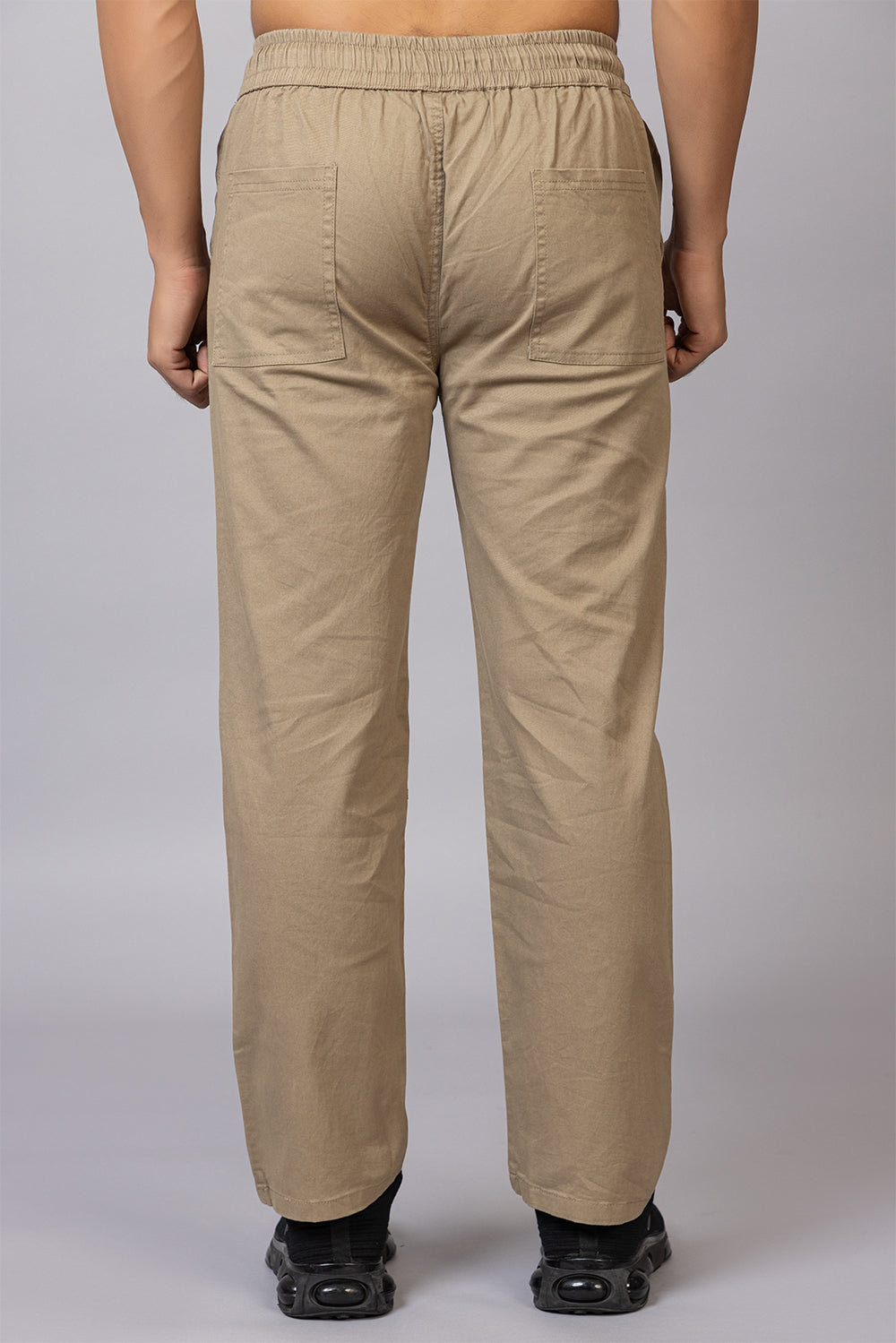 Men's Straight Fit Drawstring Trousers in Classic Khaki