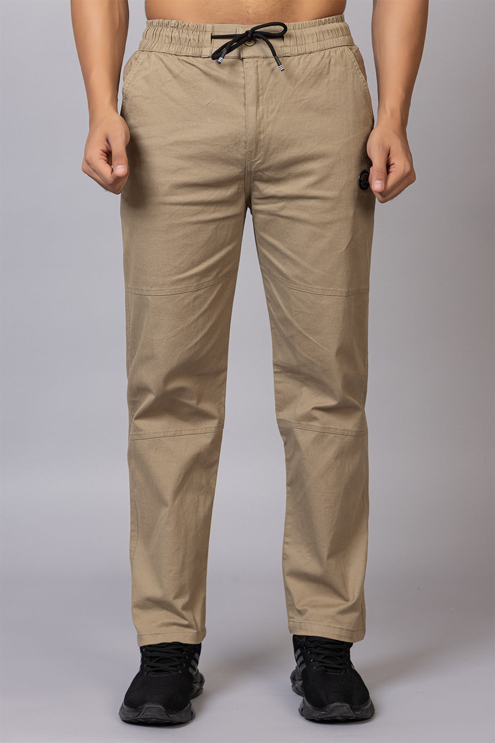 Men's Straight Fit Drawstring Trousers in Classic Khaki