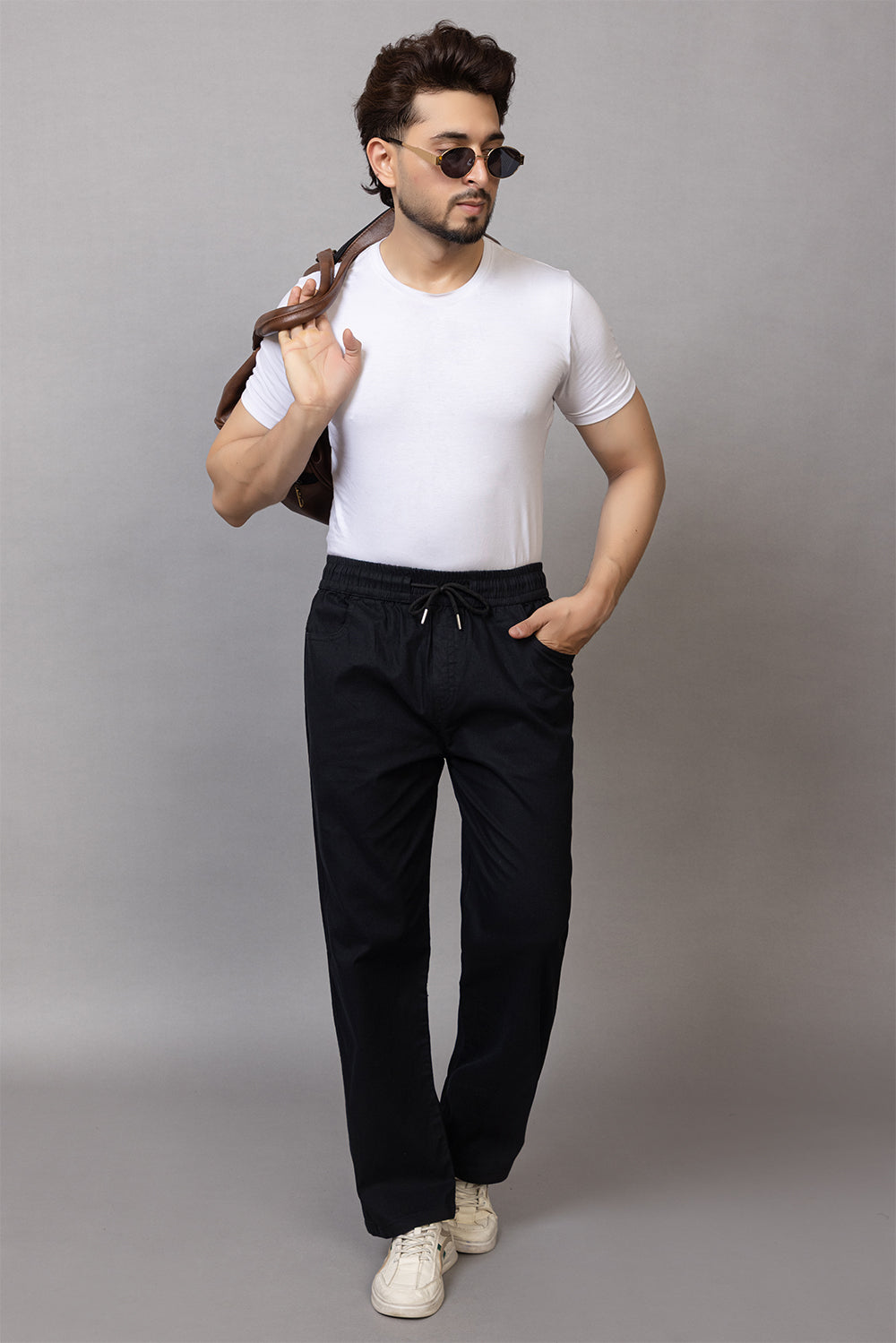 LINEN BLACK LOWER BEGGY  FIT PANT STYLE