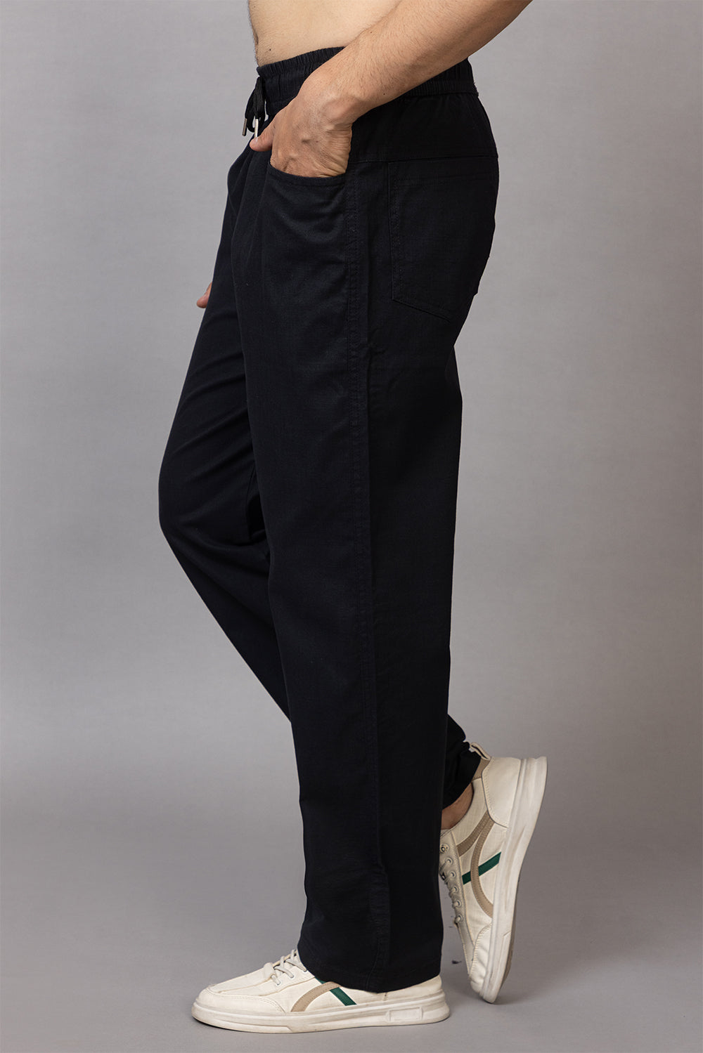 LINEN BLACK LOWER BEGGY  FIT PANT STYLE