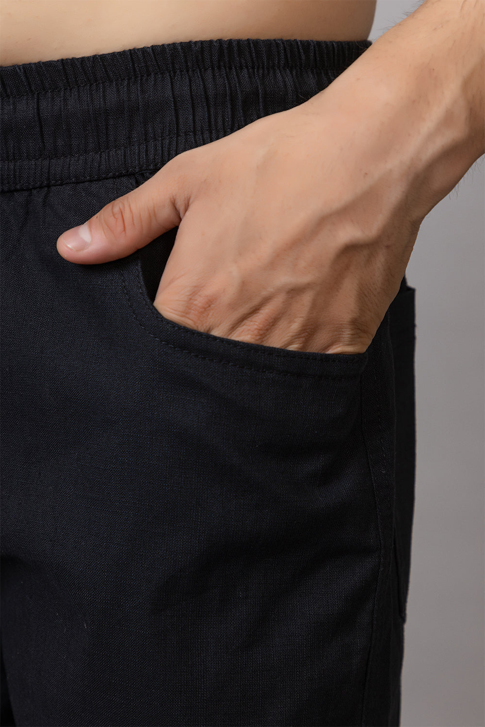 LINEN BLACK LOWER BEGGY  FIT PANT STYLE