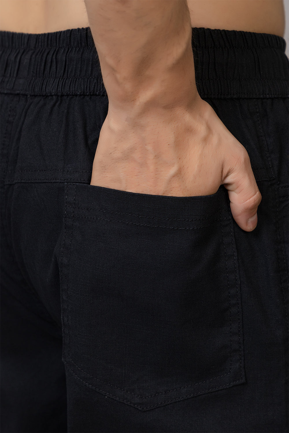 LINEN BLACK LOWER BEGGY  FIT PANT STYLE