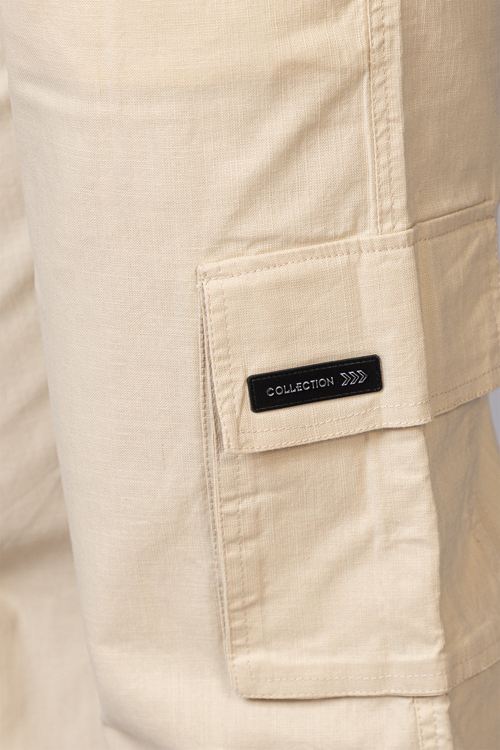 Men's Relaxed Fit Cargo Pants with Zipper Pockets | Cream