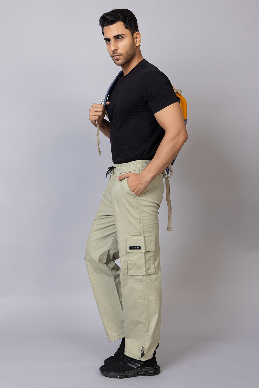 Men's Relaxed Fit Cargo Pants with Zipper Pockets | Sage Green