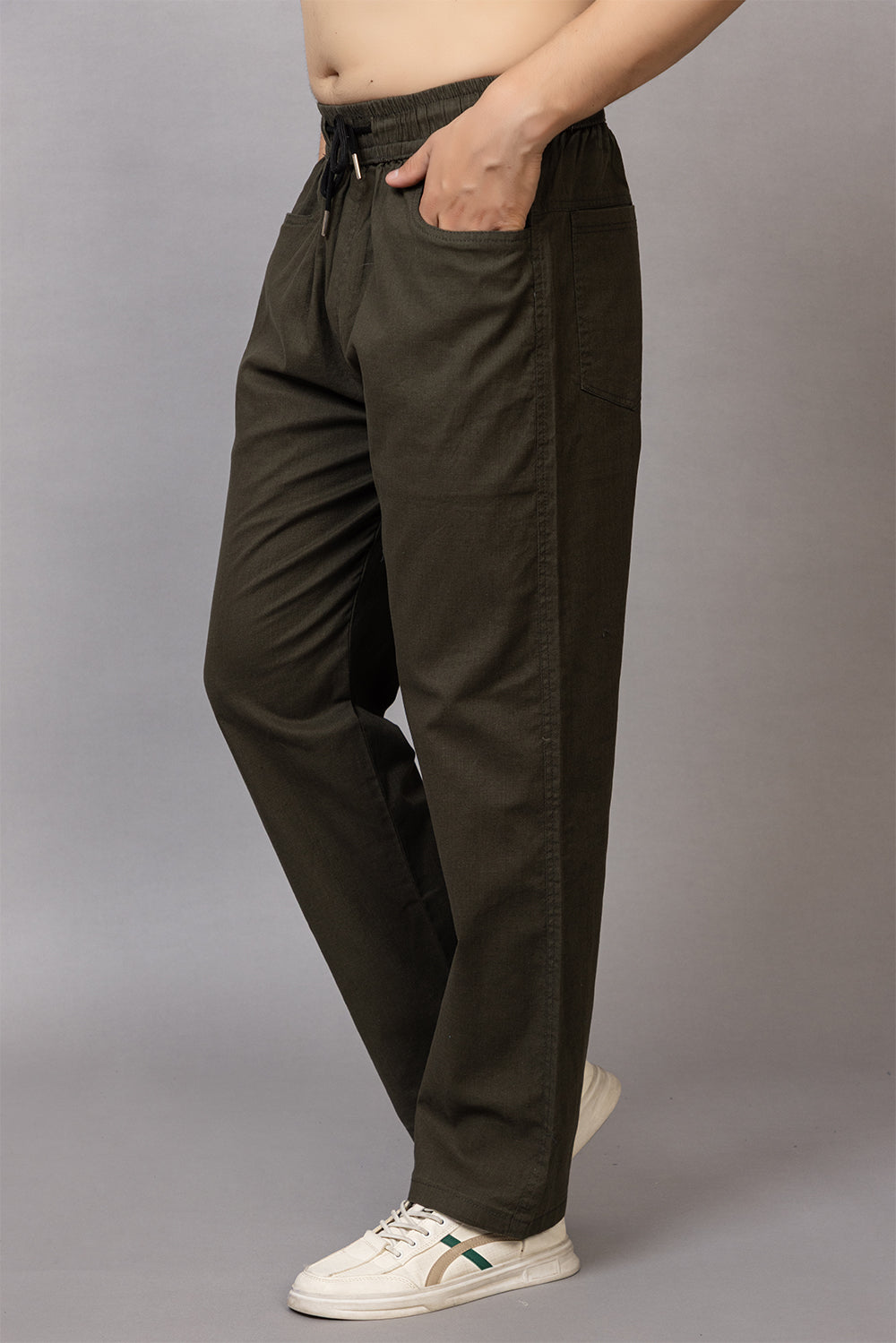 LINEN OLIVE LOWER BEGGY  FIT PANT STYLE
