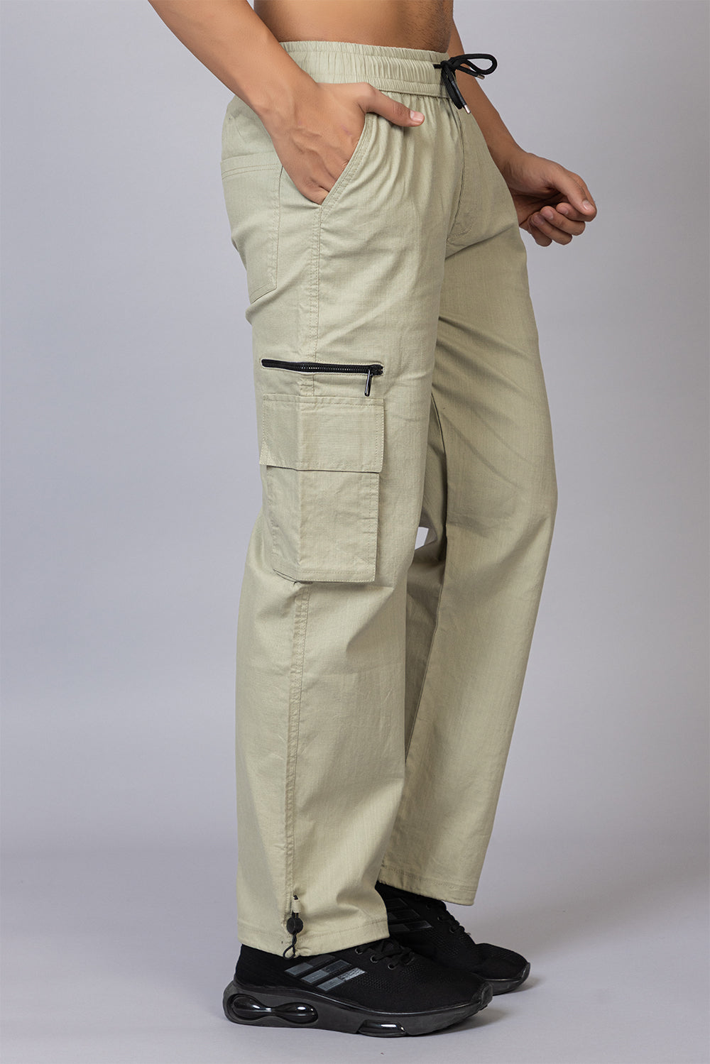 Men's Relaxed Fit Cargo Pants with Zipper Pockets | Sage Green