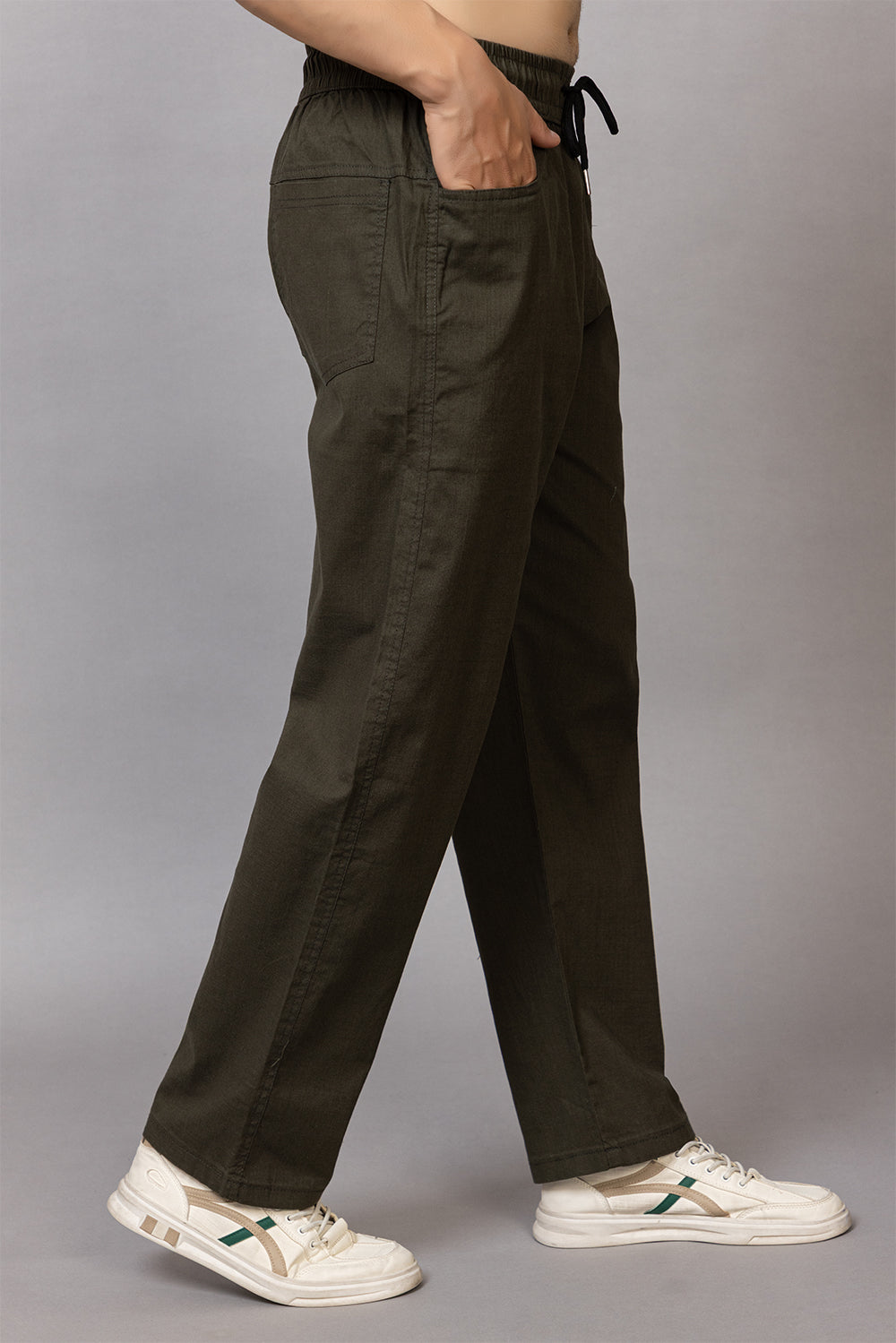 LINEN OLIVE LOWER BEGGY  FIT PANT STYLE