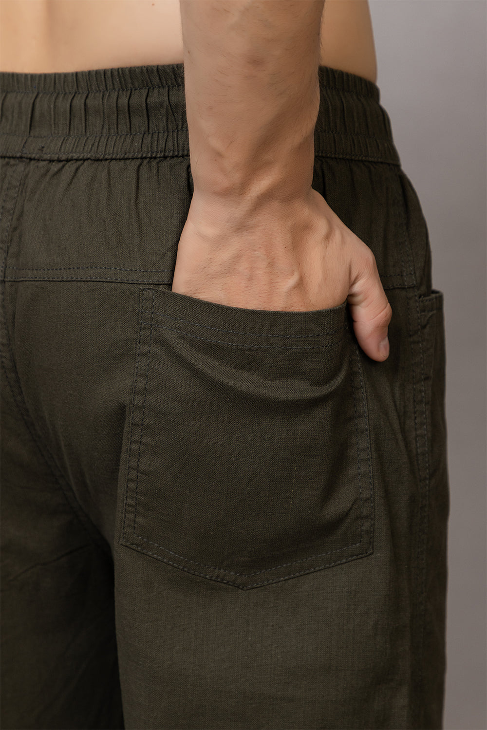 LINEN OLIVE LOWER BEGGY  FIT PANT STYLE