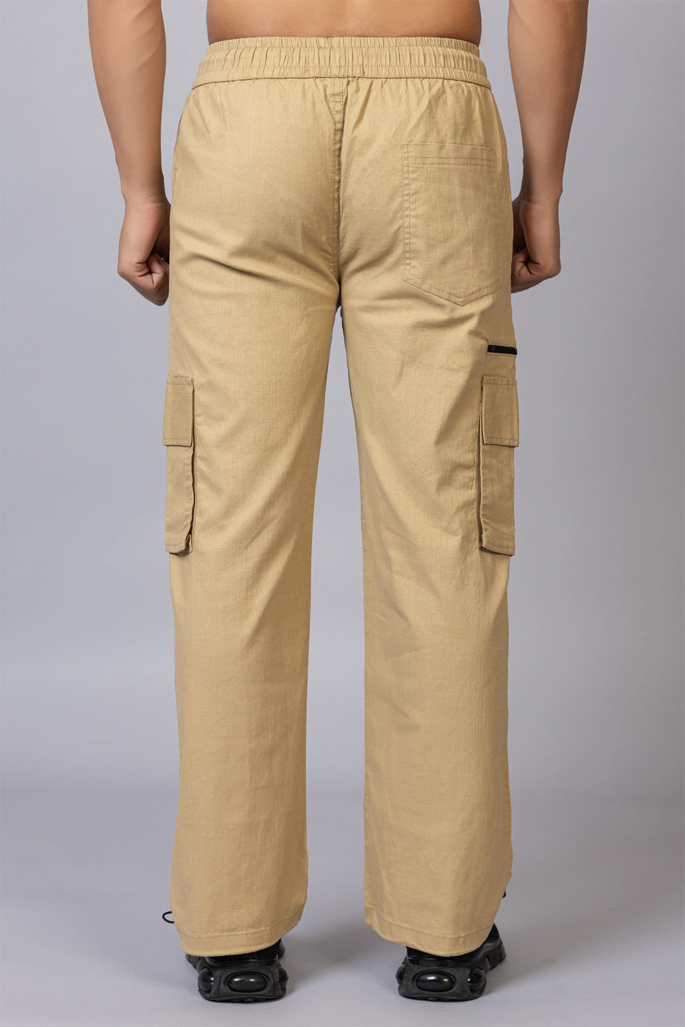 Men's Relaxed Fit Cargo Pants with Zipper Pockets | Khaki
