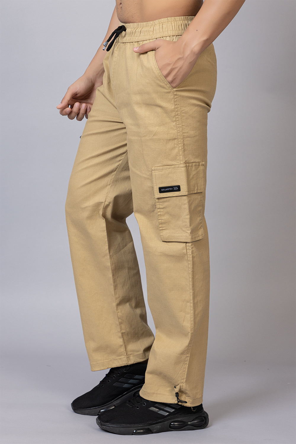 Men's Relaxed Fit Cargo Pants with Zipper Pockets | Khaki