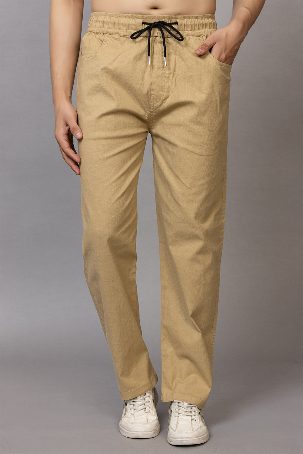 LINEN BEIG LOWER BEGGY  FIT PANT STYLE