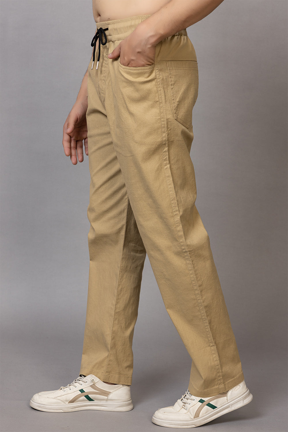 LINEN BEIG LOWER BEGGY  FIT PANT STYLE