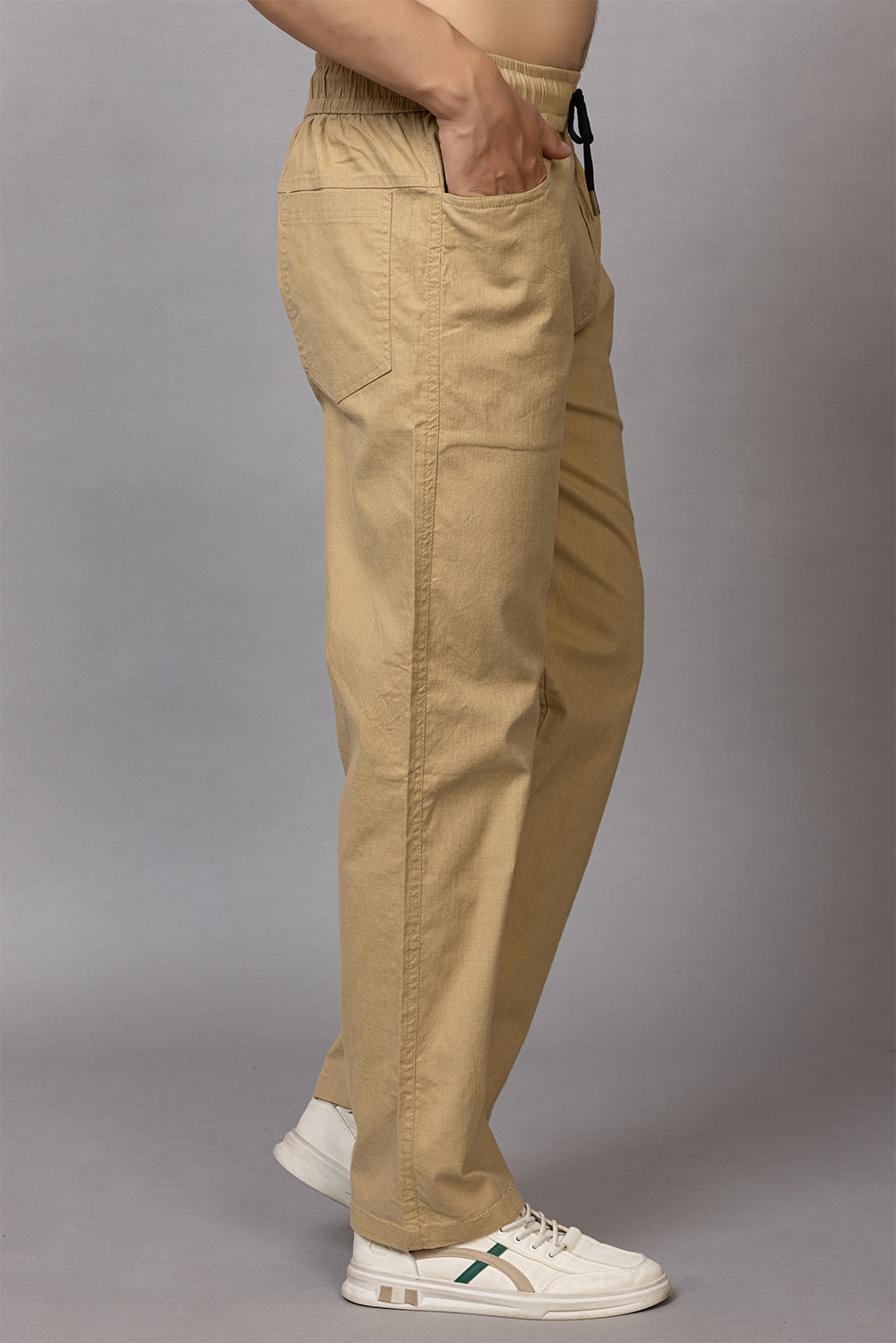 LINEN BEIG LOWER BEGGY  FIT PANT STYLE
