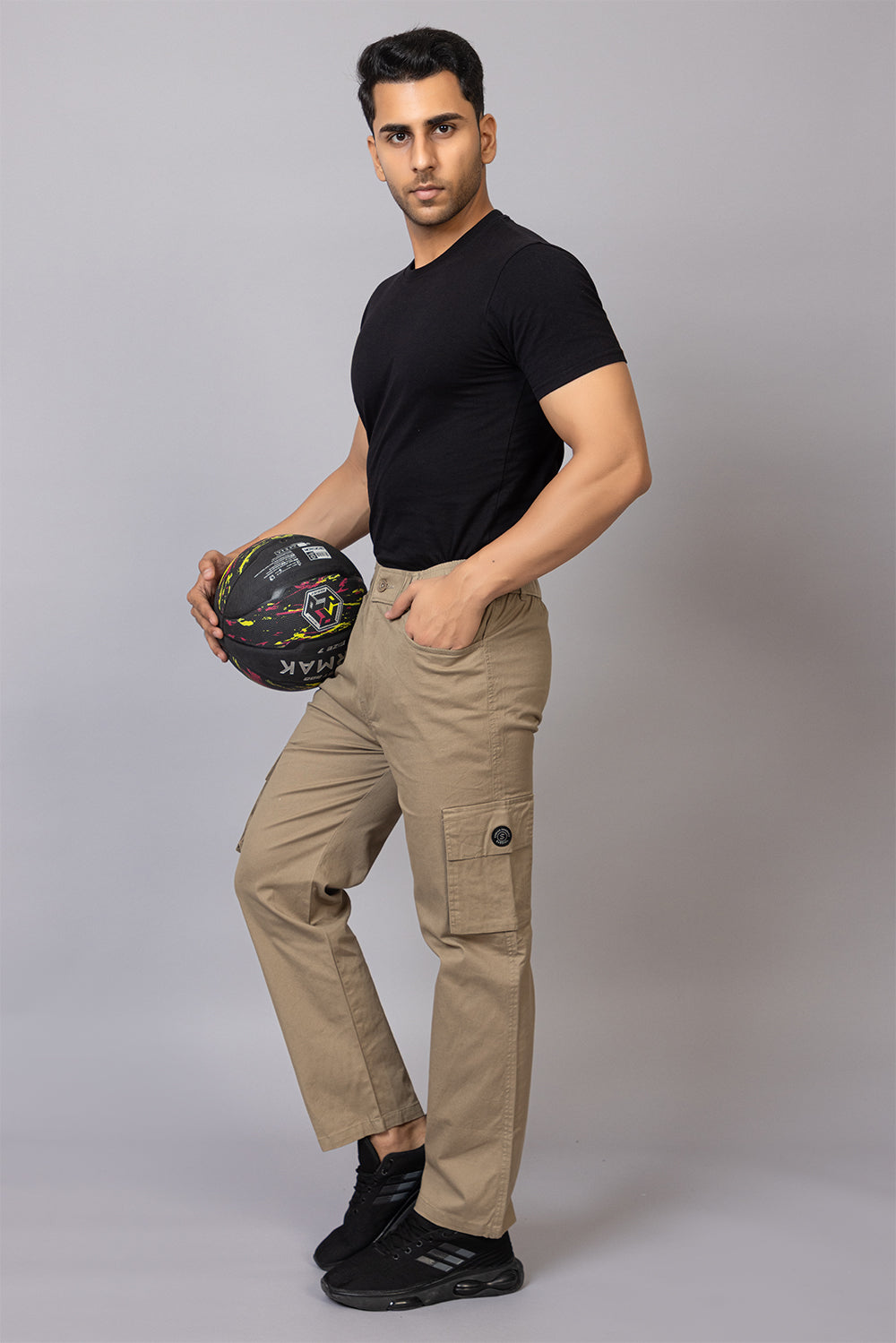 Men's Regular Fit 5-Pocket Cargo Pants | Classic Khaki