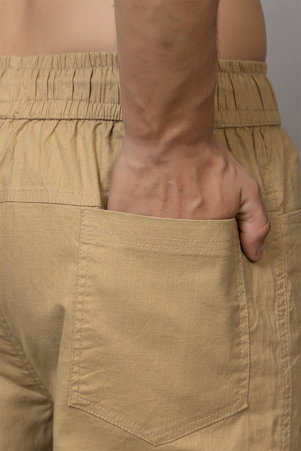 LINEN BEIG LOWER BEGGY  FIT PANT STYLE