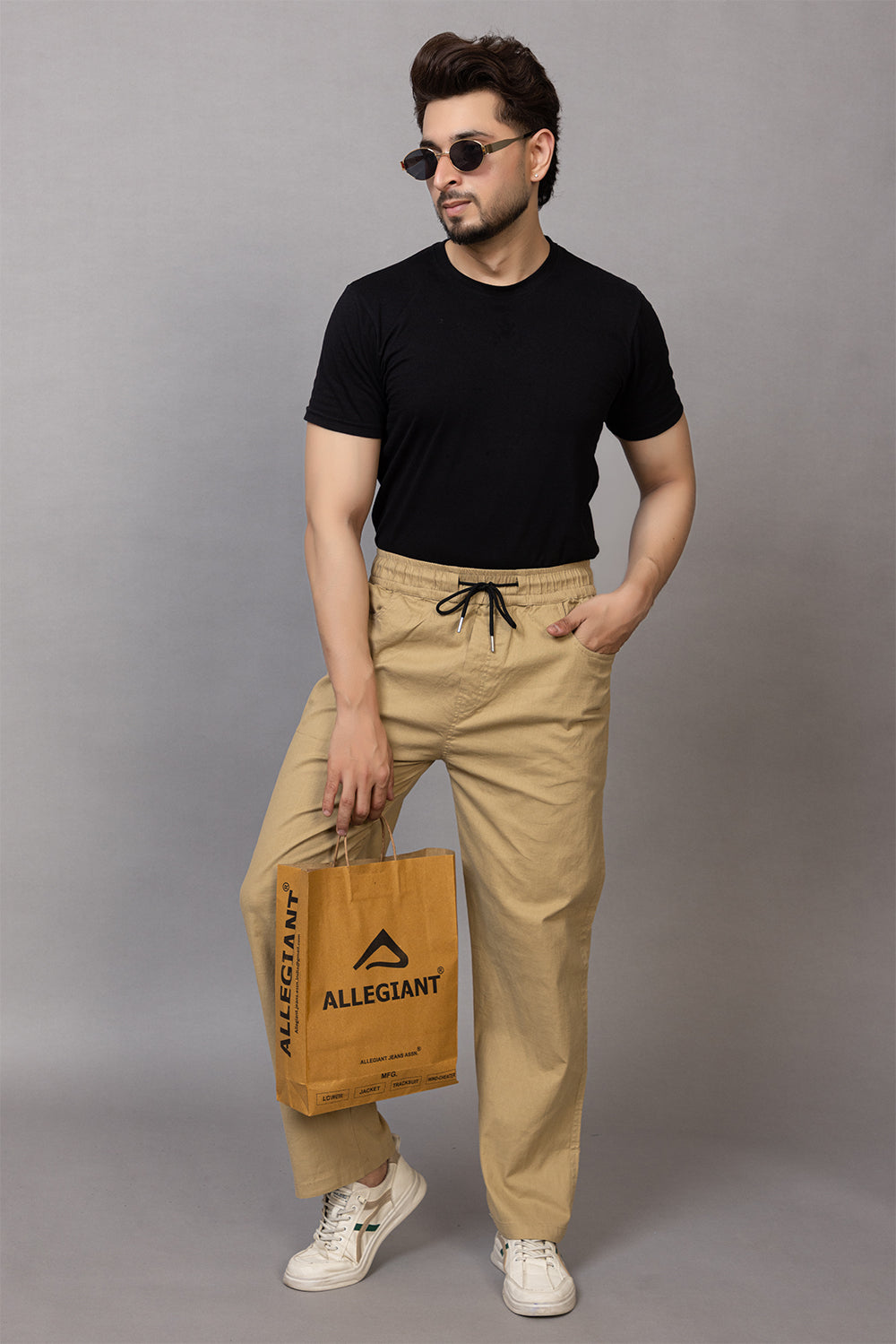 LINEN BEIG LOWER BEGGY  FIT PANT STYLE