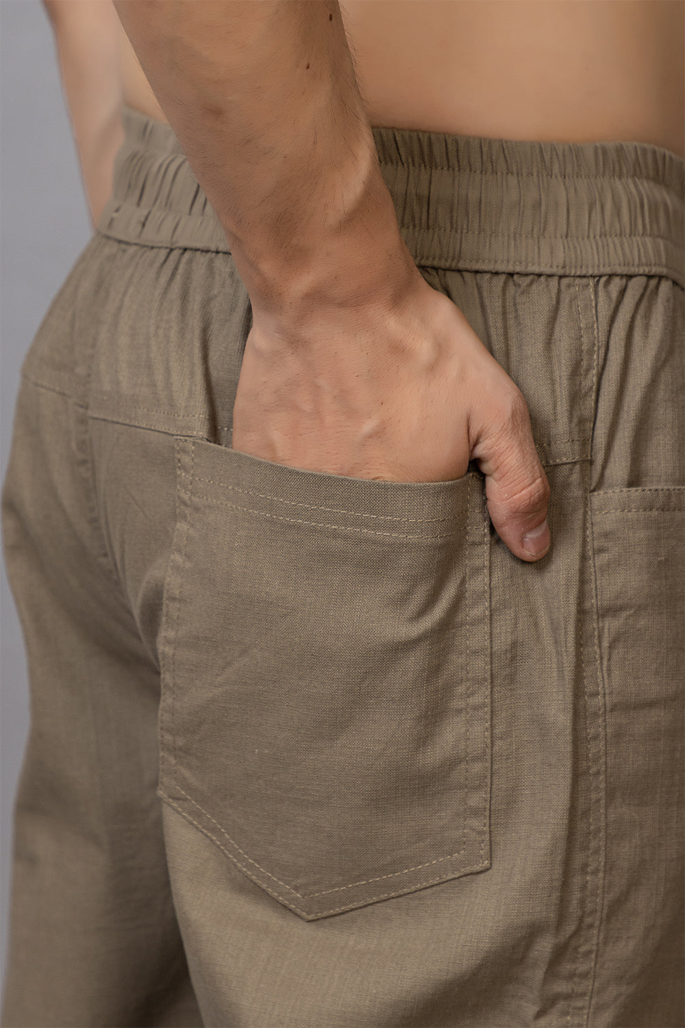 LINEN GREENISH BROWN LOWER BEGGY  FIT PANT STYLE