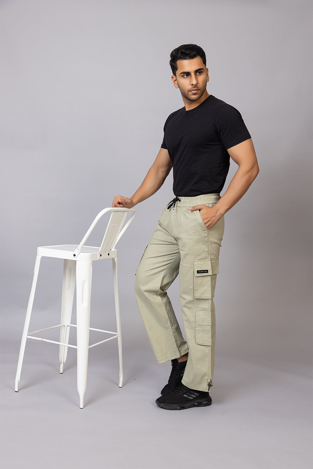 Men's Baggy Fit Drawstring Cargo Pants | Sage Green, 7-Pocket