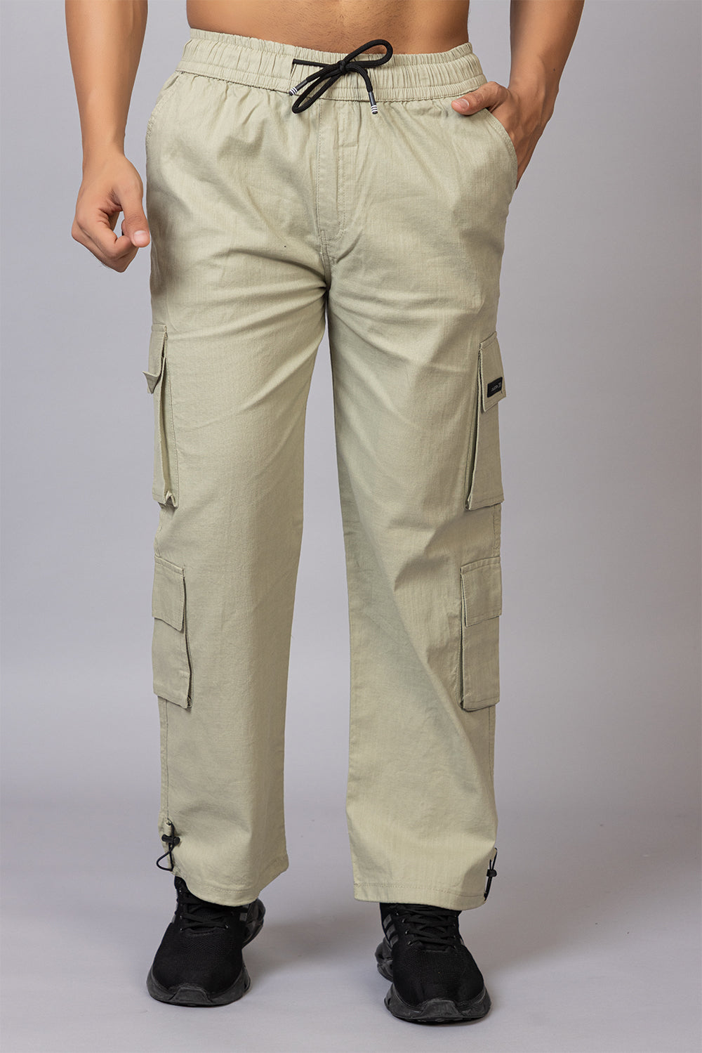 Men's Baggy Fit Drawstring Cargo Pants | Sage Green, 7-Pocket