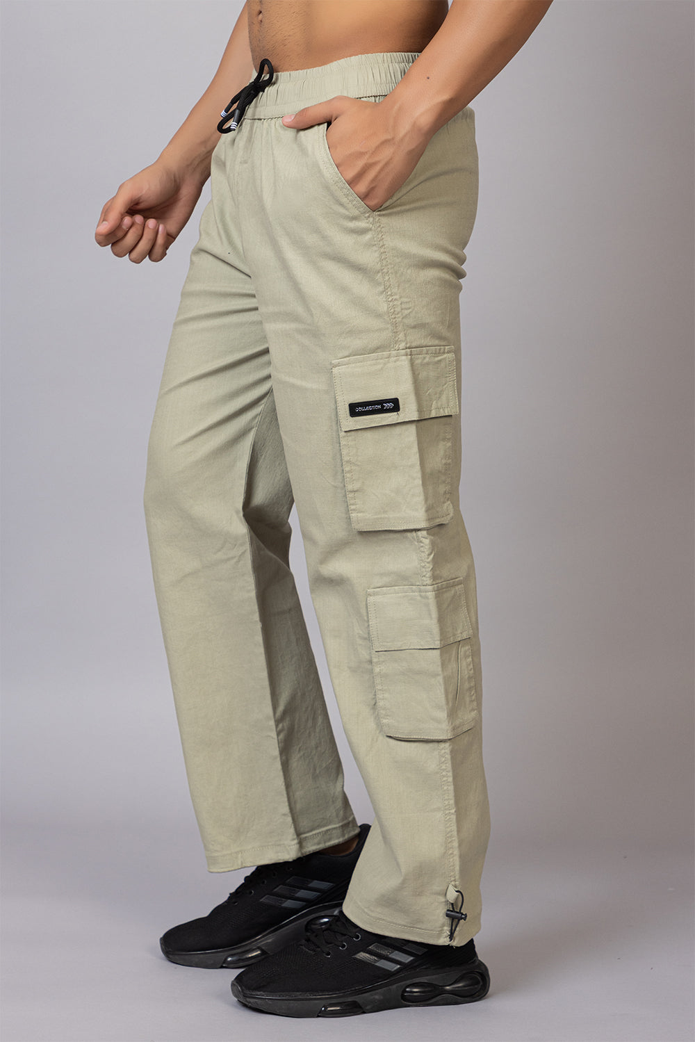 Men's Baggy Fit Drawstring Cargo Pants | Sage Green, 7-Pocket