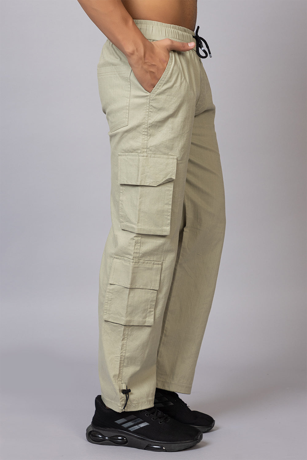 Men's Baggy Fit Drawstring Cargo Pants | Sage Green, 7-Pocket